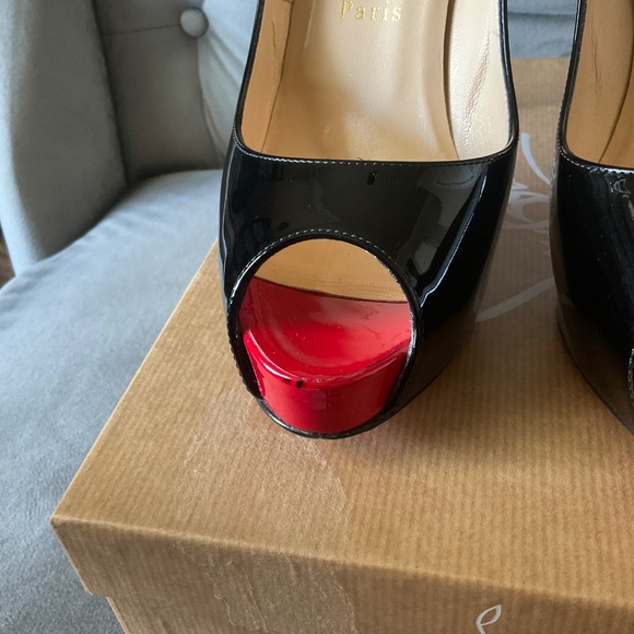 Christian Louboutin Black Patent New Very Privé Pumps 120mm Red Toe Size 39.5 - Picture 3 of 12